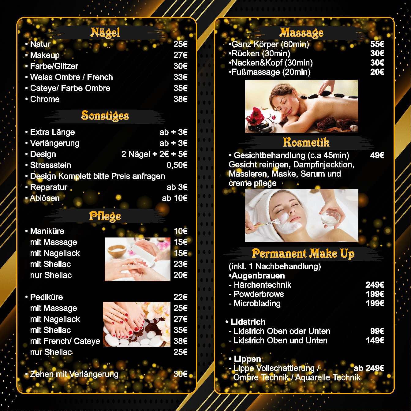 Lasna Spa Flyer - Back. Shows location map, opening hours (Mon-Sat 9am-7pm), and website address (www.lasnaspa-example.com).